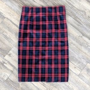 Zara Woman High-Waisted Plaid Pencil Skirt